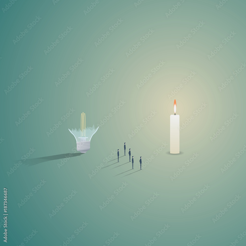 Poster finding business solution vector concept with teamwork and brainstorming symbols and new, creative i
