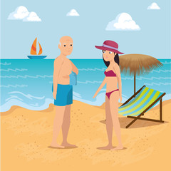 people on the beach summer vacation design