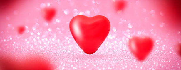 Love heart balloons Shiny Background - Glittering Effect With Pink Bokeh