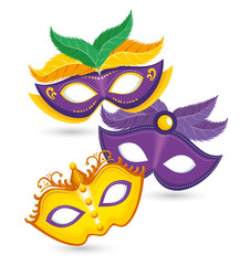 set of purple and yellow carnival mask mardi gras
