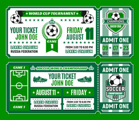 Naklejka premium Soccer ticket template of football cup tournament