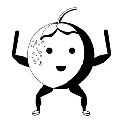 Obraz premium kawaii orange fruit icon