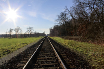 Fototapeta na wymiar Train tracks in nature