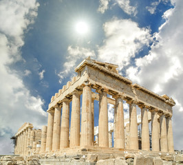 Obraz premium parthenon sky sun clounds Greece