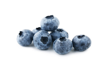 Ripe blueberries isolated on white background