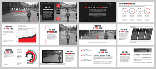 Business presentation slides templates from infographic elements. Can be used for presentation, flyer and leaflet, brochure, corporate report, marketing, advertising, annual report, banner, booklet.
