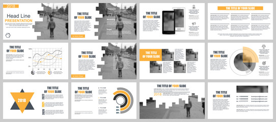Business presentation slides templates from infographic elements. Can be used for presentation, flyer and leaflet, brochure, corporate report, marketing, advertising, annual report, banner, booklet. - obrazy, fototapety, plakaty