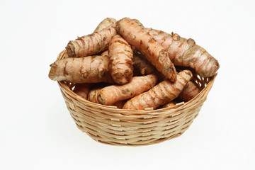 Wurzel von Kurkuma oder Gelbwurz, Curcuma domestica, Gewürz und Heilpflanze