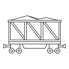 Loaded railway wagon icon, outline style