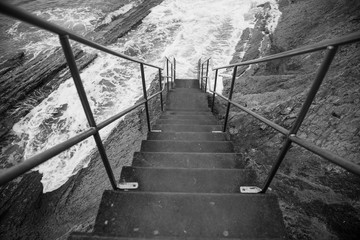 Obraz premium Stairs in beach de la concha san sebastian spain