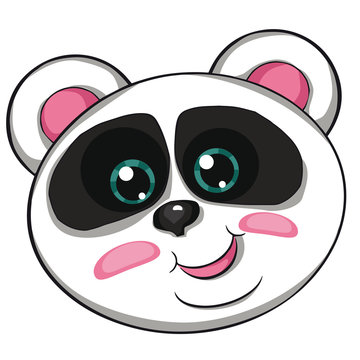 Pandas head. Cartoon style. Isolated image on white background. Clip art for children.