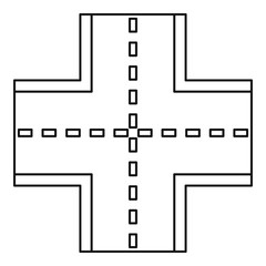 Crossroad icon, outline style