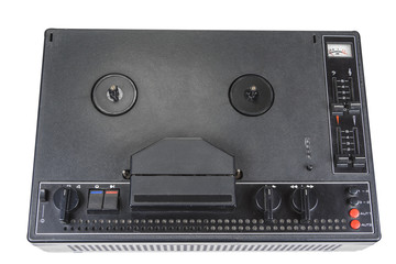 Old audio magnetic tape recorder reel to reel from seventies