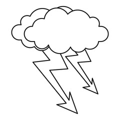 Cloud lightning icon, outline style