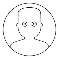 Man face with wide eyed icon, outline style