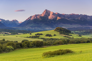 Beautiful summer sunset in Slovakia (Hybe, Kriváň, High Tatra)