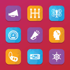 Control icons. vector collection filled control icons set.