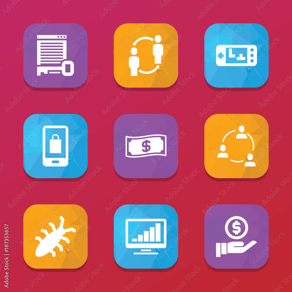 Poster internet icons. vector collection filled internet icons set.