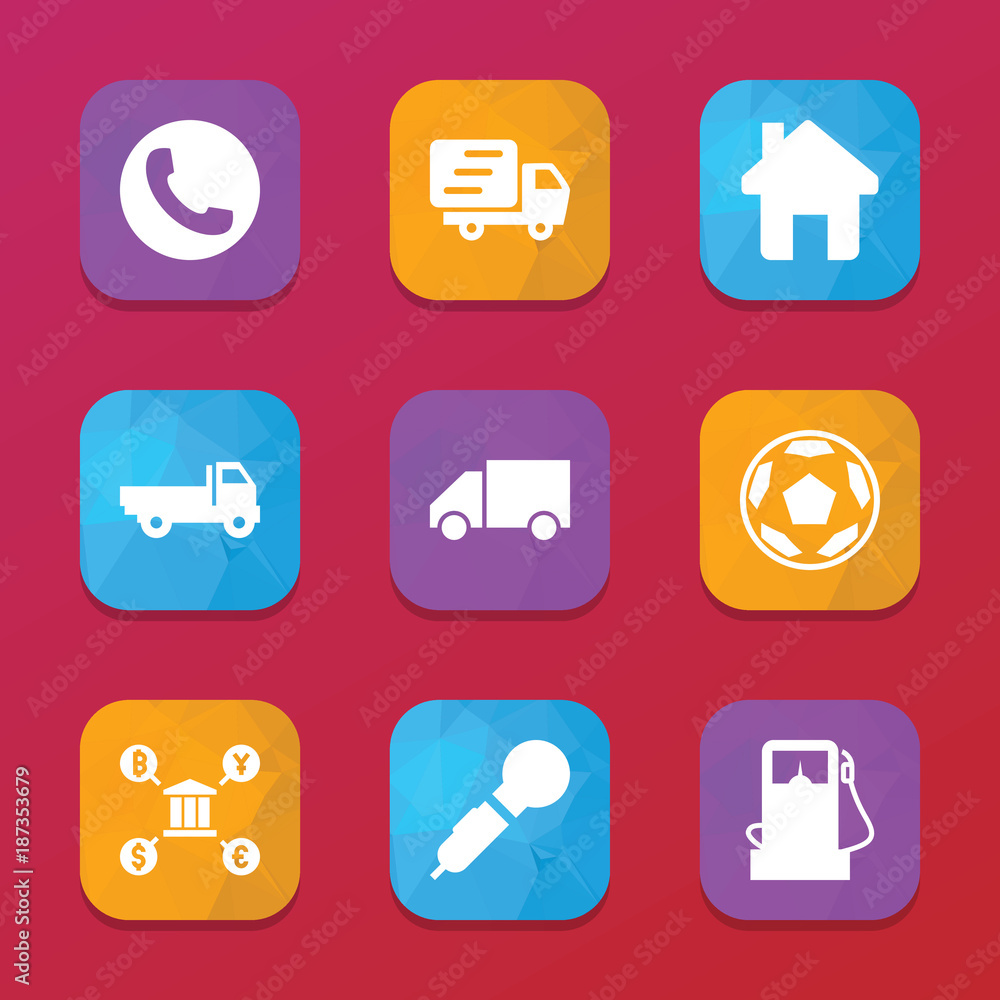 Poster ui icons. vector collection filled ui icons set.