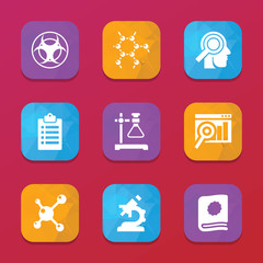 Research icons. vector collection filled research icons set.