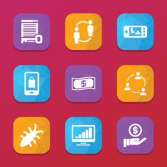 Internet icons. vector collection filled internet icons set.