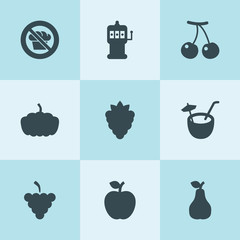 Set of 9 fruit filled icons