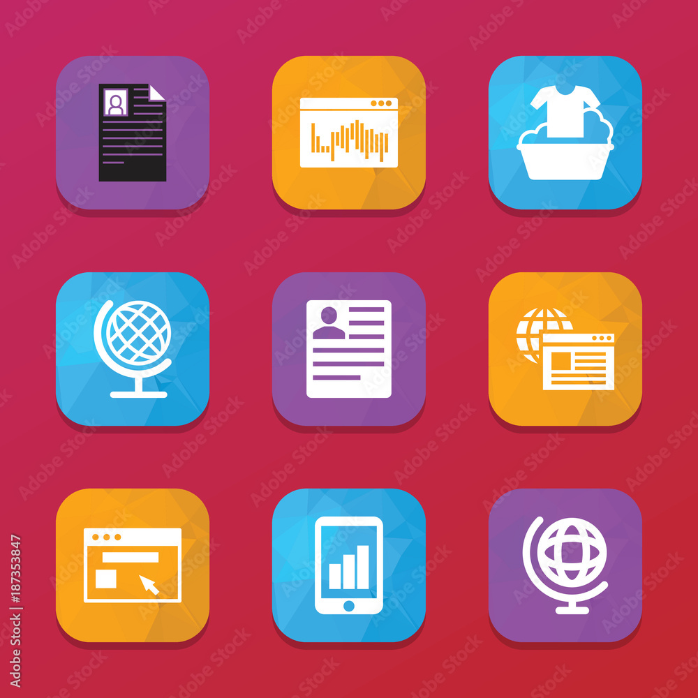 Poster application icons. vector collection filled application icons set.