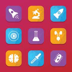 Science icons. vector collection filled science icons set.