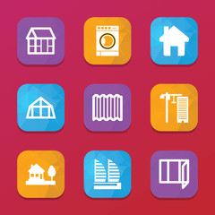 Residential icons. vector collection filled residential icons set.
