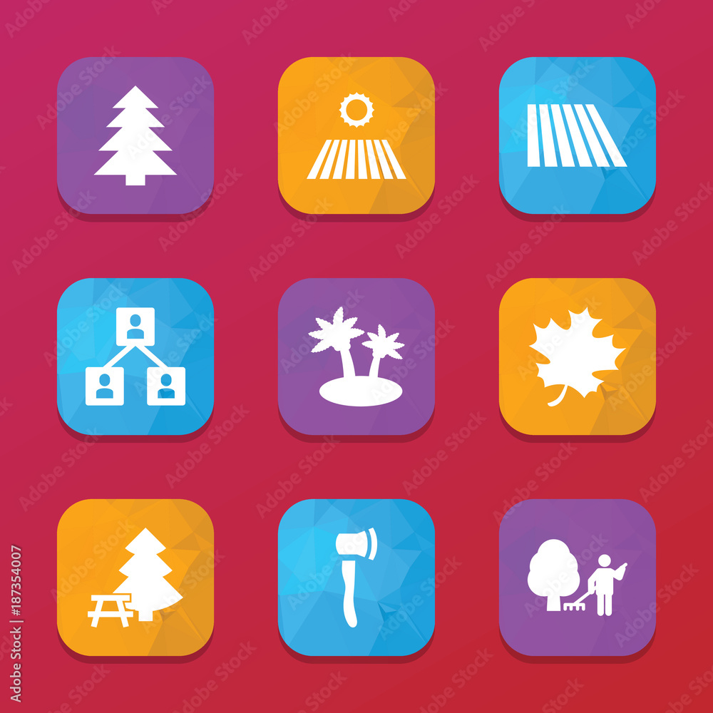 Poster tree icons. vector collection filled tree icons set.