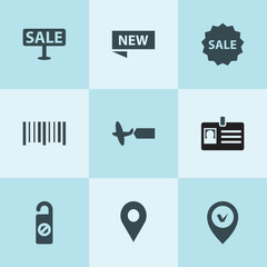 Set of 9 tag filled icons