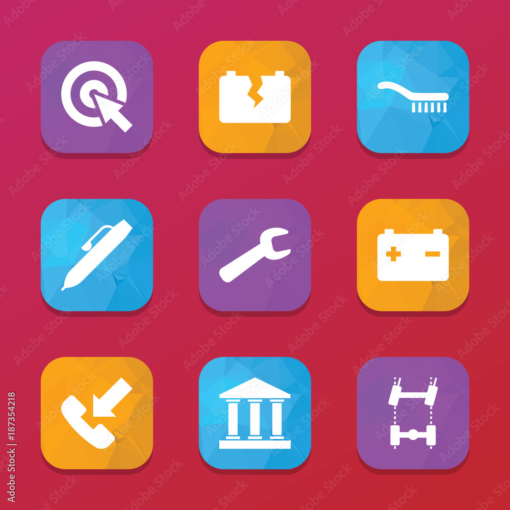 Poster interface icons. vector collection filled interface icons set.