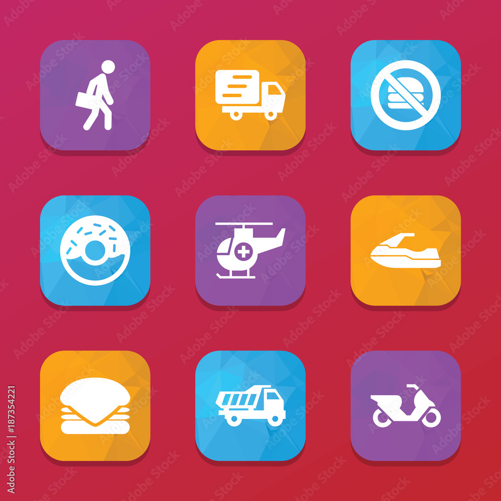 Poster fast icons. vector collection filled fast icons set.