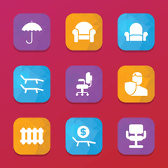Comfort icons. vector collection filled comfort icons set.