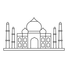 Taj mahal icon, outline style