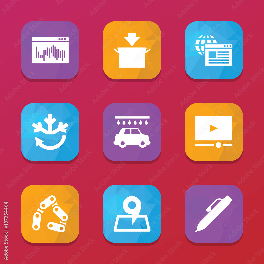 Poster interface icons. vector collection filled interface icons set.
