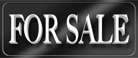 Stock Illustration - White Bold Text FOR SALE, 3D Illustration, Black and White Background.