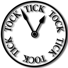 3D Tick Tock clock illustration in black isolated on a white background