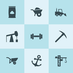 Set of 9 heavy filled icons