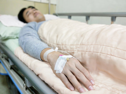 patient man on hospital bed