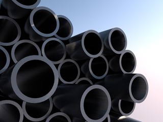 Metal pipes. 3d rendering illustration.