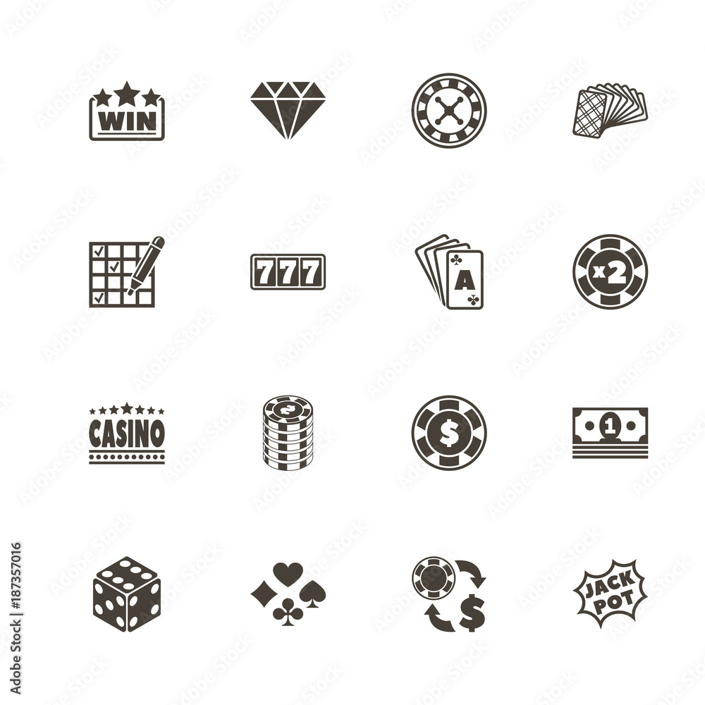 Wall mural gambling icons. perfect black pictogram on white background. flat simple vector icon.