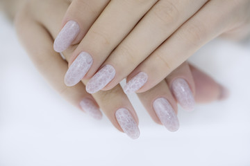 Stylish trendy female manicure. Nail design . Manicure nail paint . beautiful female hand with colorful nail art design manicure