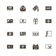 Gift Cards icons. Perfect black pictogram on white background. Flat simple vector icon.