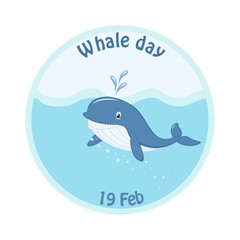 Whale day, whale logo, sketch for your design. Vector illustration