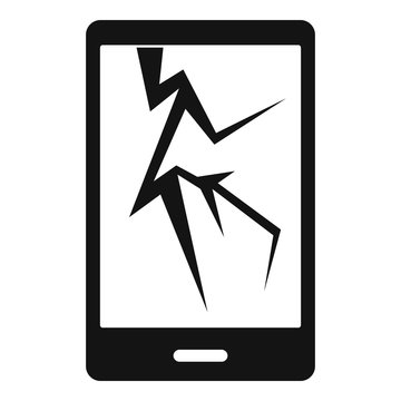 Cracked phone icon, simple style