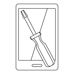 Renovation phone icon, outline style