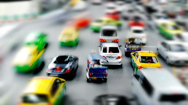Time Lapse of Traffic on street of Bangkok, Thailand in day time.