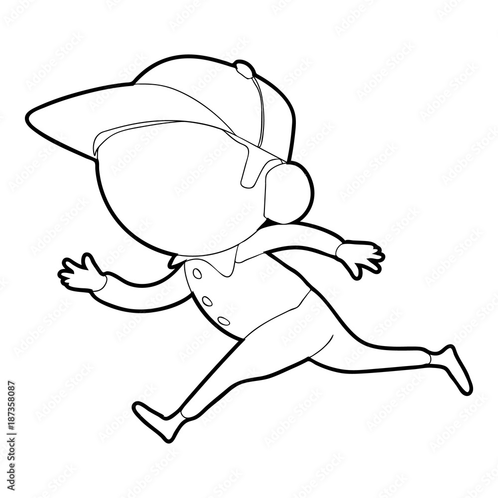 Poster running player icon, outline style