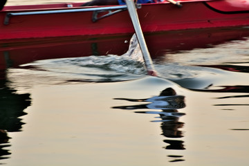 Close up of man's rowing kayak